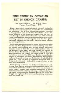 image of Promotional flyer for Dr. Wilfred Pocock's novel "The Three Gifts"