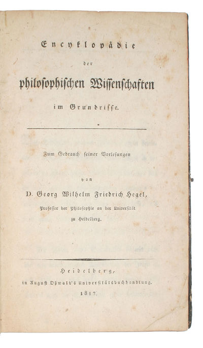 Encyclopädie der philosophischen Wissenschaften im Grundrisse. Zum Gebrauch seiner Vorlesungen. - [THE "MAIN WORK" OF THE MAIN PHILOSOPHER OF THE 19TH CENTURY] (photo 2)