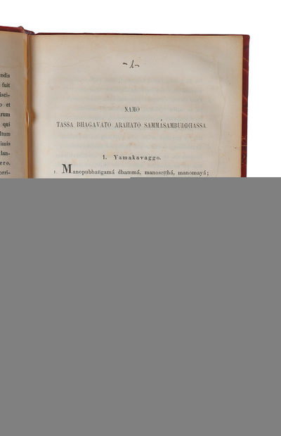 Dhammapadam. Ex tribus codicibus hauniensibus palice edidit, latine vertit, excerptis ex commentario palico notisque illustravit. - [FIRST FULL TRANSLATION OF THE DHAMMAPADA - FOUNDING PALI STUDIES IN THE WEST] (photo 3)