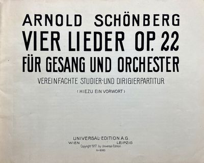 [Op. 22]. Vier Lieder [Short score]