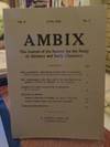 AMBIX, VOL. X: The Journal of the Society for the Study of Alchemy and Early Chemistry