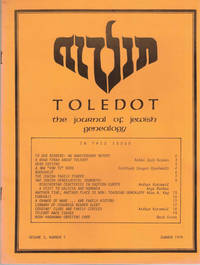 Toledot: The Journal of Jewish Genealogy Volume 3, Number 1 Summer 1979