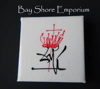 image of Dali Hat Lapel Pin, Square, White with Black and Red