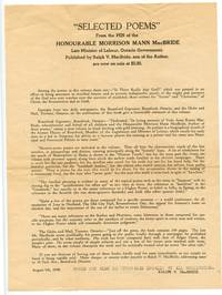 image of Promotional flyer for "Selected Poems" by Hon. Morrison Mann MacBride