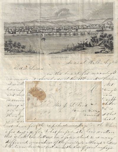 1845 - A postally used letter sheet featuring a terrific engraving of the Cincinnati riverfront with over 15 docked paddle-wheelers
