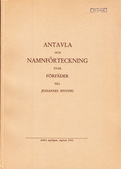 Antavla och namnförteckning över förfäder till…
