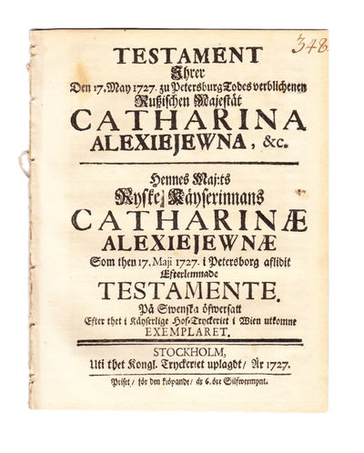 Testament ihrer den 17. May 1727. zu Petersburg…