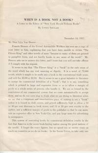 When is a Book Not a Book? A Letter to the Editor of the "New York Herald Tribune Books" by Upton Sinclair - Paperback - First Edition; First Printing - 1937 - from Beasley Books (SKU: 30442)