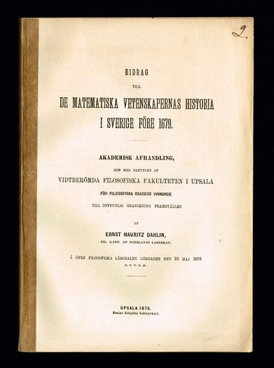 Bidrag till de matematiska vetenskapernas…