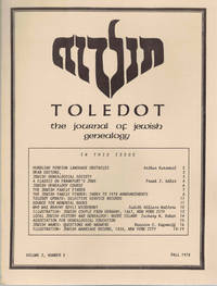 Toledot: The Journal of Jewish Genealogy Volume 2, Number 2 Fall 1978