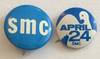 April 24 / SMC [pinback button, together with "SMC" pin]