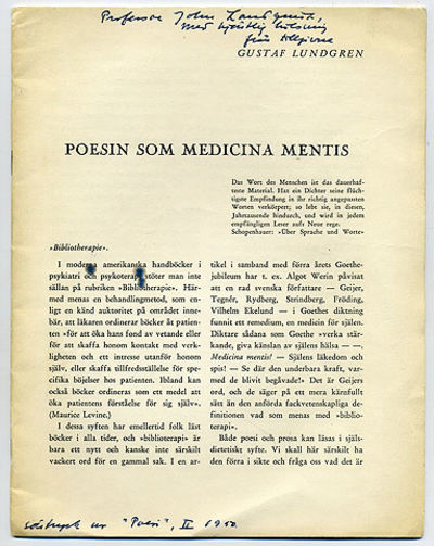 Poesin som medicina mentis. [Särtryck ur Poesi,…