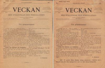Veckan. Dess ställningar och förhållanden.