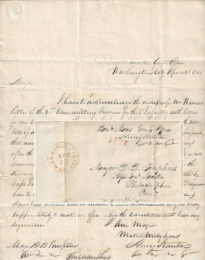 1845 - Letter from the Quartermaster General of the United States regarding the equipping of the 6th Infantry Regiment as dragoons