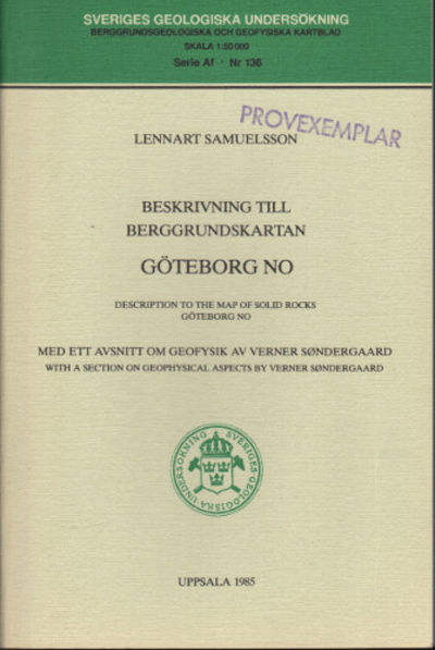 BESKRIVNING TILL BERGGRUNDSKARTAN GÖTEBORG NO.
