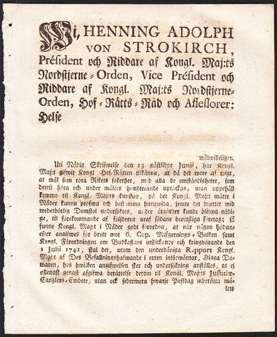 Wi, Henning Adolph von Strokirch, Président och…