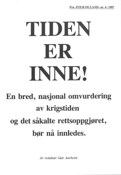 Tiden er inne ! En bred, nasjonal omvurdering av…