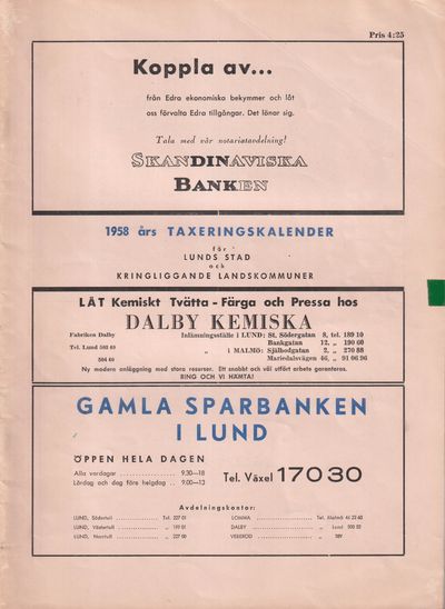 1958 års taxeringskalender för Lunds stad och…