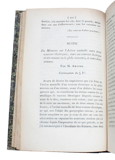 Mémoire présenté á l'Académie royale des Sciences, le 2 octobre 1820, où se trouve compris le résumé de ce qui avait été lu á la même Académie les 18 et 25 septembre 1820, sur les effets des courans électriques. [AND] Suite du Mémoire sur l'Action m... - [THE FOUNDATION OF ELECTRODYNAMICS] (photo 2)
