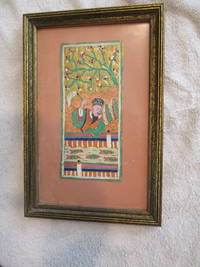 Untitled, Antique Chinese Painting On Paper, Mounted, In Antique Gilt Frame