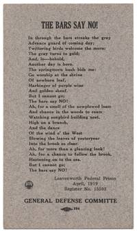The Bars Say No!" [Small poetry broadside with small archive of photocopied prisoner's documents]