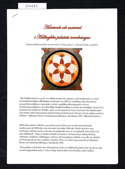 Hantverk och material i Hallwylska palatsets…