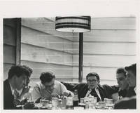image of Original photograph of James Dean and friends at Googie's Diner, 1955