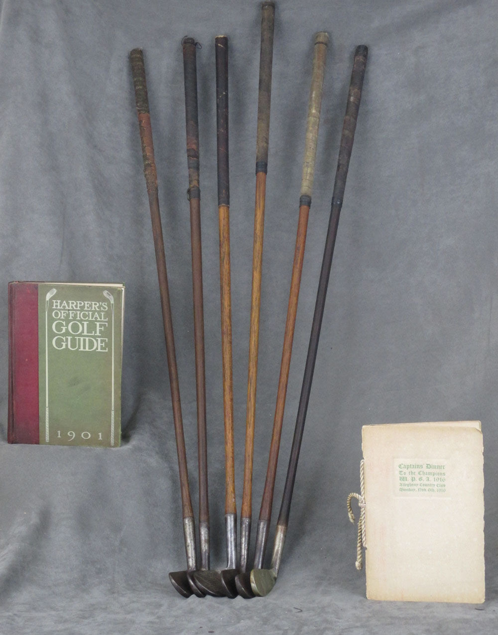 Set of 6 Golf Clubs plus 2 Books from the Estate of Eben Byers (Harper