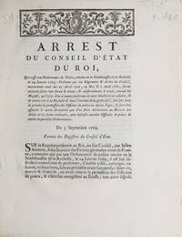 Arrest du conseil d'Etat du Roi, qui casse une Ordonnance de Police, rendue en la SÃ©nÃ©chaussÃ© de la Rochelle le 24 Janvier 1769; Ordonne que les RÃ©glemens & ArrÃªts du Conseil, notamment ceux des 22 Avril 1721, 13 Mai& 5 AoÃ»t 1760 seront exÃ©cutÃ©s selon leur forme & teneur; & corformement Ã  iceux, entend Sa MajestÃ©, qui'il soil libre Ã  toutes personnes de tenir hÃ´tellerie ou cabaret, & de vendre vin Ã  la Rochelle & dans l'entendue de la gÃ©nÃ©ralitÃ©, sans Ãªtre tenu de prendre la permission des oficiers de police ou autres Juges, & sans Ãªtre assujetti Ã  augtres formalitÃ©s que d'en faire declaraion au Bureau des Aides en la forme ordinaire, avec defenses auxdits officiers de police de rendre de pareilles ordonnances. Du 5 Septembre 1769. Extrait des Registres du Conseil d'Etat