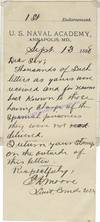 An Autographed Note By A Naval Lieutenant About Spanish Prisoners During The Spanish-American War