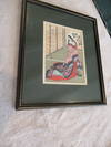 Original Japanese Color Woodblock,Woman In Kimino