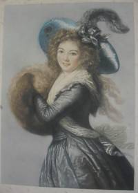 Young Woman, Three-Quarter Length, in blue dress and hat with feather, her hands in a muff.