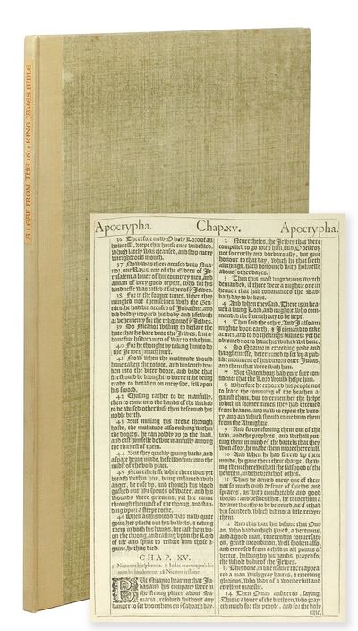 A LEAF from THE 1611 KING JAMES BIBLE; With   The noblest monument of English prose  by John Livingston Lowes and   The printing of the King James Bible  by Louis I. Newman