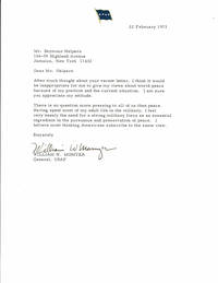 image of TYPED LETTER ON THE SUBJECT OF WORLD PEACE SIGNED BY GENERAL WILLIAM W. MOMYER, U.S. AIR FORCE.