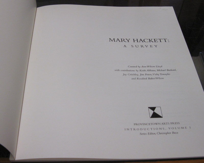 MARY HACKETT. A SURVEY. by Busa, Christopher (Editor) | soft cover ...