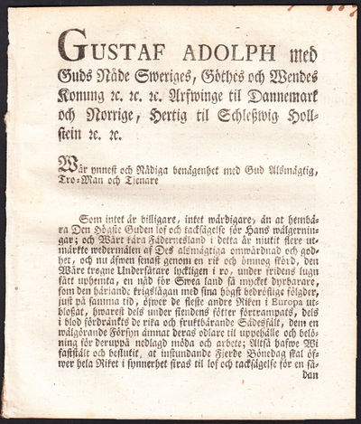 Gustaf Adolph med Guds Nåde Sweriges, Göthes och…