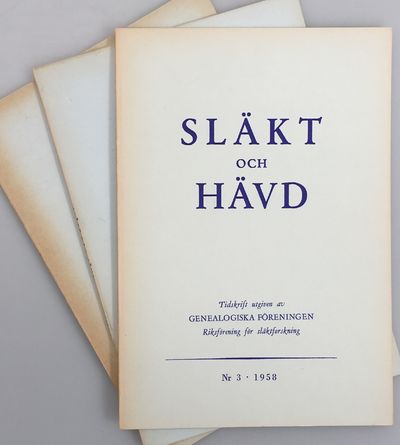 Släkt och Hävd 1958:1-3.
