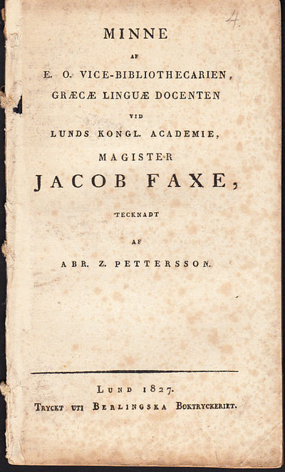 Minne af e.o. vice-bibliothecarien, græcæ linguæ…