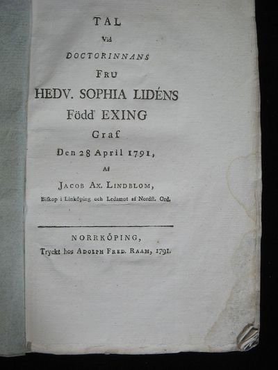 TAL VID DOCTORINNANS FRU HEDV SOPHIA LIDÉNS FÖDD…