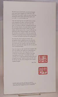 Excerpted passage from The Joy Luck Club; broadside