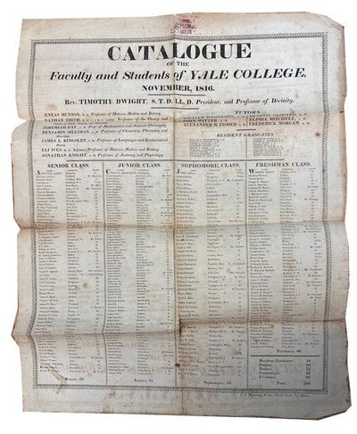 Catalogue of the Faculty and Students of Yale College November 1816. Rev. Timothy Dwight. S.T.D.LL.D., President and Professor of Divinity