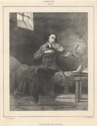 Paganini en Prison. Original lithograph, signed in the stone with the artist's initial's "LB." Printed by Lemercier and published in the journal "L'Artiste.