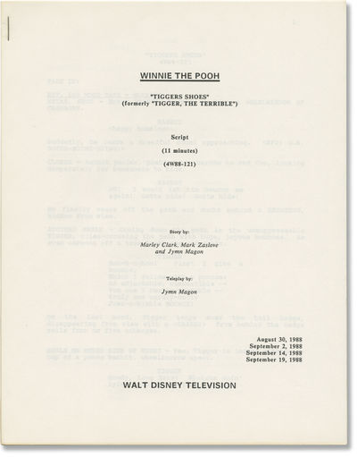 The New Adventures of Winnie the Pooh: Tigger's Shoes (Original screenplay for the 1989 television episode)