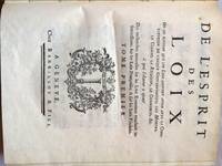De l'Esprit des Loix by Baron de Charles-Louis de Secondat - The doctrine of the Separation of Powers A universal criterion - 1748 - from Hamish Riley-Smith Rare Books (SKU: biblio94)