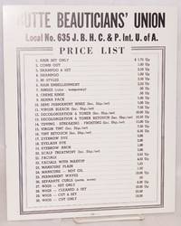 image of Butte Beauticians' Union No. 635, J.B.H.C._P. Int. U. of A. Scale of Prices