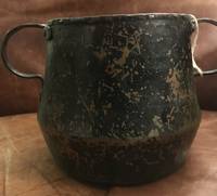 Colonial Eighteenth Century New York Dutch Copper Pot de Handmade Copper Riveted Handles