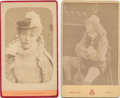 The Nadar photograph shows Bernhardt in Hernani, with information docketed in another hand on verso,...