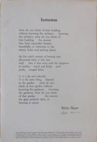 image of honestas (Signed Poetry Broadside)