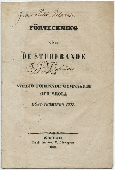 Förteckning öfver de studerande vid Wexjö…