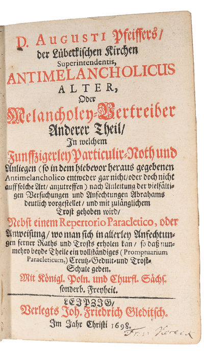 Antimelancholicus, Oder Melancholey-Vertreiber. 4 parts.  - [RECOMMENDED BY JOHANN SEBASTIAN BACH] (photo 5)